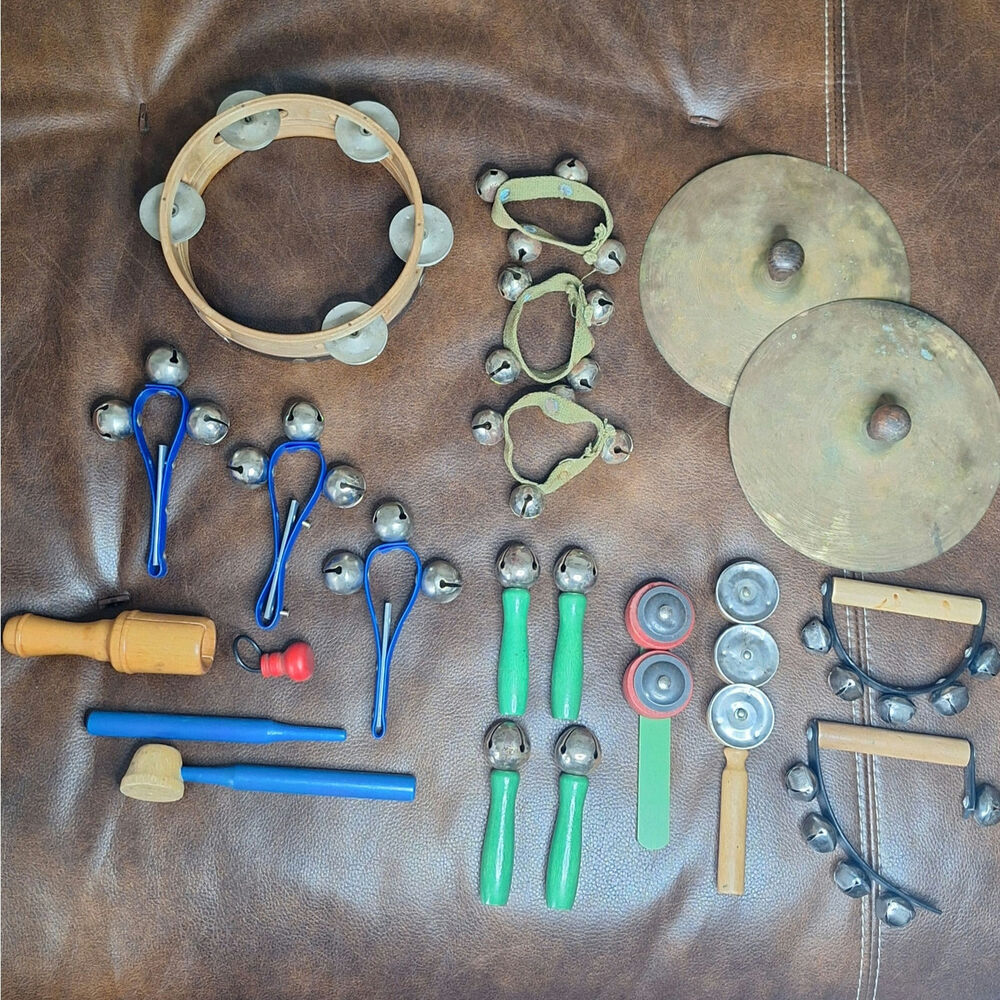 VTG School Rhythm Band Lot Classroom Percussion Instruments Tambourine Cymbals